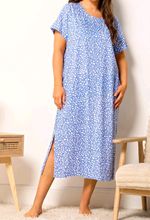 Yours Womens Blue White Leopard Print Nightdress Size 22 - 24 Plus 100% Cotton