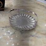 Vintage or antique silver-plated scalloped fruit basket or cake stand