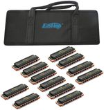 EASTTOP Harmonica Set Diatonic Blue Harmonica Set of 12 Mouth Organ blues harp