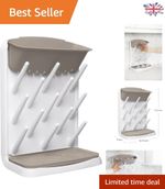 Large Capacity Vertical Bottle Drying Rack in Taupe - Dishwasher Safe & Stylish