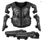 Kids Motorcycle Motocross Bike Chest Back Body Armour Protector Vest Kneepad Set