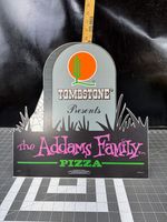 Vtg 1993 15.5" ADDAMS FAMILY Tombstone Pizza Store Display Sign Grave Halloween