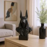 Low Poly Anubis Bust Sculpture | 250mm | Egyptian God Statue | Matte Black