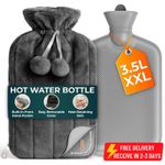Large Hot Water Bottle With Zip Cover Pain Relief Fleece Luxury FREE DELIVERY