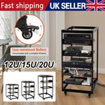 20U 4 Post Rackmount Server Frame Network Cabinet Open Frame Server Rack Black