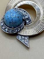 Marcel Boucher Faux Turquoise And Rhinestone Brooch Estate