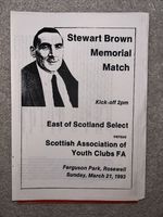 EAST OF SCOTLAND SELECT VS SCOTTISH YOUTH STEWART BROWN MEMORIAL PROGRAMME RARE