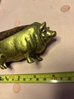ANTIQUE PIN CUSHION Heavy BRASS PIG /WILD BOAR 4.5 Inches long