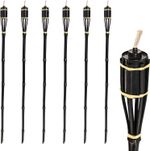 6X Black 113Cm Bamboo Garden Fire Torches - Outdoor Paraffin Lamp Oil Burner Tik