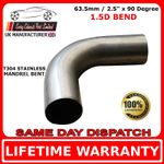 63mm 2.5inch 90 Degree Mandrel Exhaust Bend T304 Stainless Steel 1.5D 1.5mm Wall