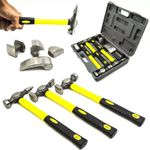 Car Dent Auto Body Panel Repair Tool Kit Handle Beating Dollie Hammers Set - 7PC