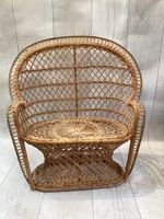 Wicker Double Peacock Chair Love Seat for Dolls Teddy Bears Rare 44 cm tall 