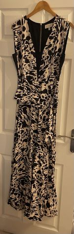 Coast Animal Print Jumpsuit V-Neck Wide-Leg Size 12 Party Event Wear