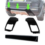 Rear bumper KIT cover strip+exhaust inserts for Range Rover Evoque Dynamic Black