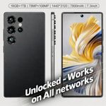 Unlocked 7.3 Inch Android Mobile Phone Dual SIM  16GB RAM  1TB ROM BLACK