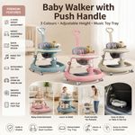 3-in-1 Baby Walker Foldable Snack Dinner Tray Game Play Center Height Adjustable