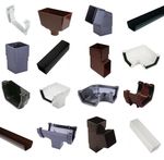 Square Guttering & Downpipe System Black White Brown 2.5m-5.5m Lengths & Fitting