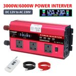 3000W 6000W Power Inverter 12V to 240V Converter With 3AC Output & 4USB & Remote