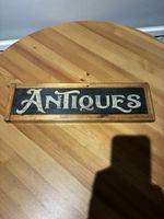 Beautiful (Very Old) Hand Painted Antiques Sign 18.5 X 5.5 Inches