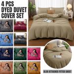 4 Piece Bedding Set Reversible Duvet Cover With 30 cm Fitted Sheet & Pillowcase