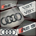 Audi RS6 GLOSS BLACK BADGE SET OF FRONT & REAR RINGS BOOT TRUNK GRILLE C7