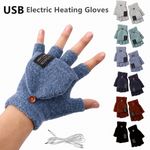 Electric Heated Fingerless Gloves USB Powered Heated Winter Hand Warmers Thermal