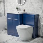 Nes Home 1100mm Freestanding Vanity Unit with Basin, Toilet, WC unit Royal Blue