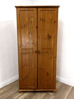 SINGLE WARDROBE Classic Pine 2 Door Top Shelf Hanging Rail FREE DELIVERY