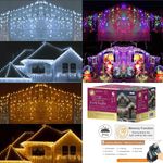 Christmas Fairy Lights LED Icicle Waterfall Snow Chaser Outdoor Xmas Home Decor