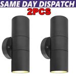 2X GU10 Wall Lights Stainless Steel Up Down IP65 Double Indoor/Outdoor New Home