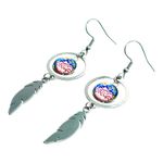 Silk Blooms Feather Round Earrings