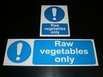 RAW VEGETABLES ONLY Sign Plastic Or Sticker Catering Kitchen Choice Of Sizes