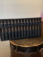 Large Antique Chinese Abacus Counting Machine Brass Trim