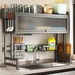 Multifunctional Over The Sink Dish Drying Rack With Cabinet Door, Adjustable