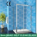 Shower Enclosure Walk In Sliding Door Cubicle Side Panel & Tray 8mm NANO Glass