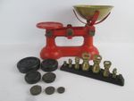 Vintage The Viking Kitchen Scales F J Thornton Wolverhampton Brass Weights Red