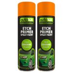 Autotek Etch Primer Multi-Purpose Aerosol Spray Paint 500ml x2