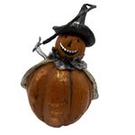 Primitive Style Pumpkin Witch With Black Spider Halloween Decoration