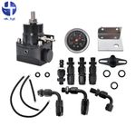 Universal Adjustable Fuel Pressure Regulator Kit 100psi Guage AN6 Fits Black