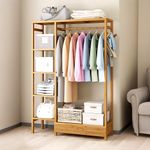 3FTX5FT Wooden Clothes Rail Rack Garment Hanging Stand Open Wardrobe Shelves UK