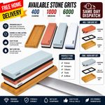 Knife Sharpening Dual Stone Grit Kit 400|1000|6000 Sharper Whetstone Bamboo Base