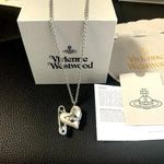 Vivienne Westwood ORIETTA Heart Orb Silver Chain Necklace Pin X01