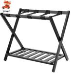 Foldable Luggage Rack Home Hotel Suitcase Storage Stand Nan Bamboo Holder Black