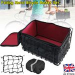 Bicycle Folding Metal Basket Rear Bike Rack Basket W/ Removable Liner Bag