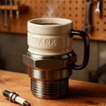 Car Spark Plug Coffee Mug-Ceramic Mug Ideal for Garage Enthusiasts for Christmas
