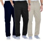 Mens Rugby Trousers Elasticated Waist Straight Leg Smart Casual Pants Plus Sizes