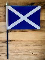 SCOTLAND ST ANDREW HAND WAVING FLAG Small 6" x 4" with black pole SCOTTISH