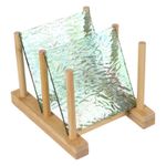 4 x 4 Inch Stained Glass Sheets, 2 Sheets Art Glass, Blue Glass Wave Pattern