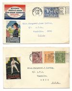 South Australia Centenary Celebrations Covers (2) Airmail Adelaide to USA 1936