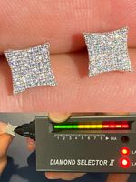 Real 925 Silver Iced Hip Hop Square Kite Earrings REAL MOISSANITE Pass Tester